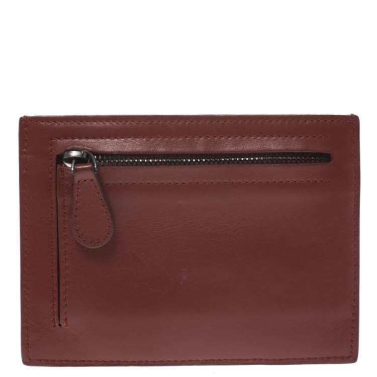 Pre Owned Bottega Veneta Rouille/Rust Intrecciato Leather Card Holder 8CC