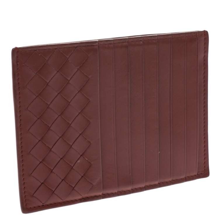Pre Owned Bottega Veneta Rouille/Rust Intrecciato Leather Card Holder 8CC