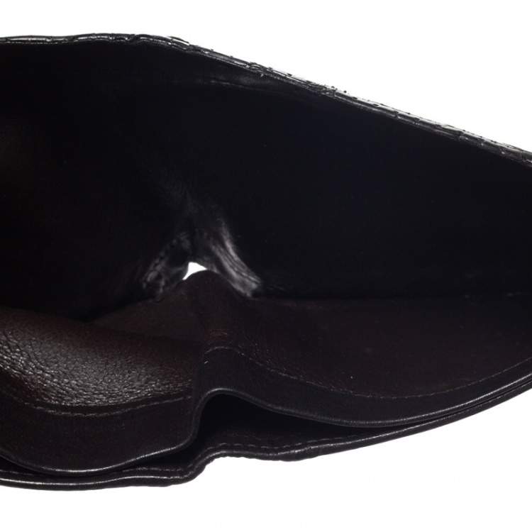 Pre Owned Bottega Veneta Dark Brown Intrecciato Leather Bifold Wallet