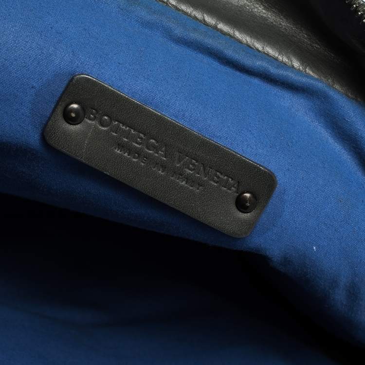 Pre Owned Bottega Veneta Grey Intrecciato Leather Grommet Strap Messenger Bag