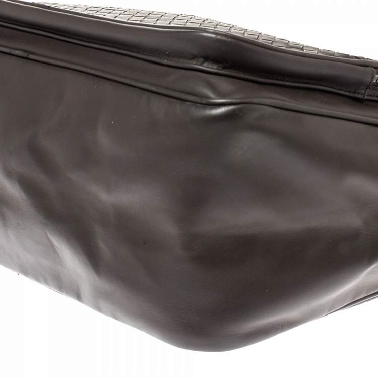 Pre Owned Bottega Veneta Dark Brown Intrecciato Leather VN Carry On Briefcase
