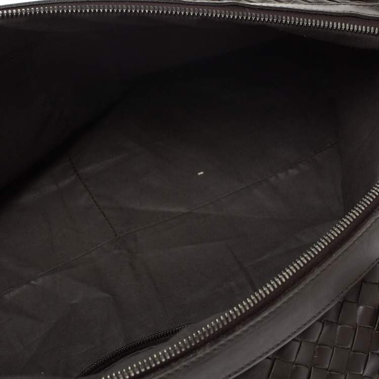 Pre Owned Bottega Veneta Dark Brown Intrecciato Leather VN Duffle Bag