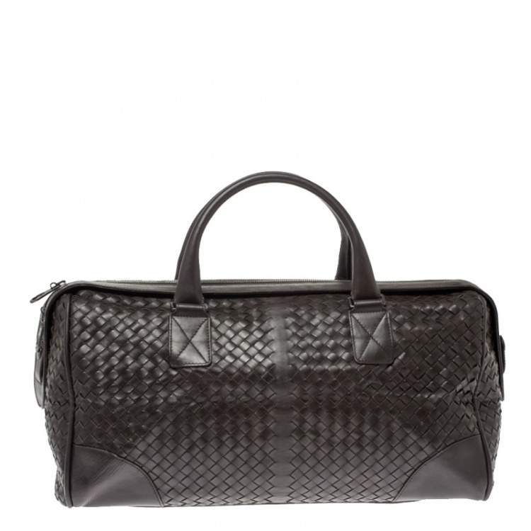 Pre Owned Bottega Veneta Dark Brown Intrecciato Leather VN Duffle Bag