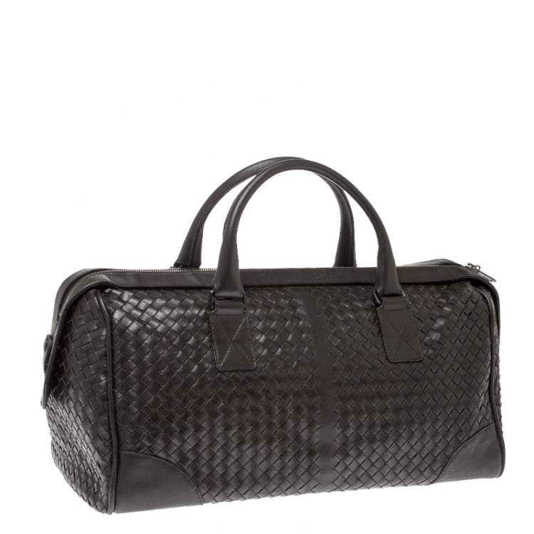 Pre Owned Bottega Veneta Dark Brown Intrecciato Leather VN Duffle Bag