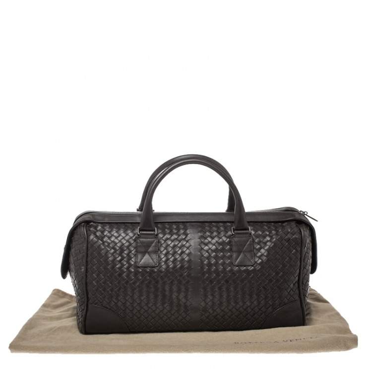 Pre Owned Bottega Veneta Dark Brown Intrecciato Leather VN Duffle Bag