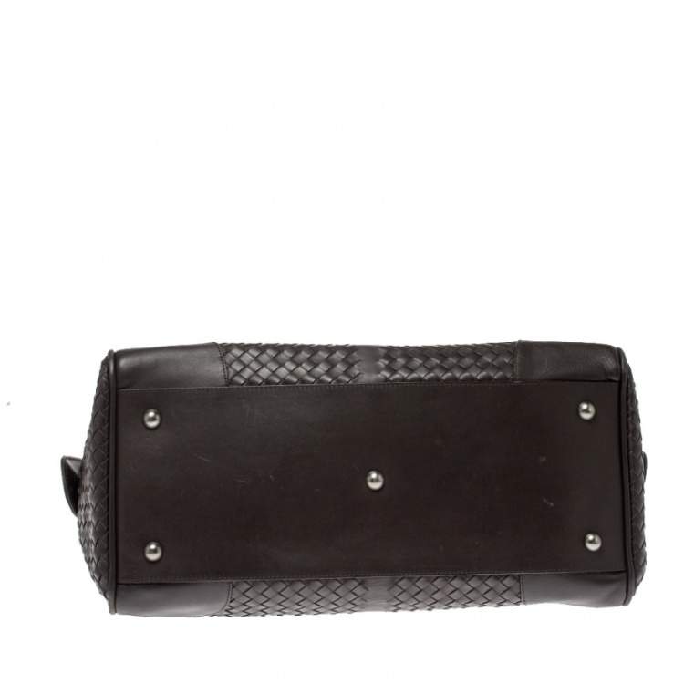 Pre Owned Bottega Veneta Dark Brown Intrecciato Leather VN Duffle Bag