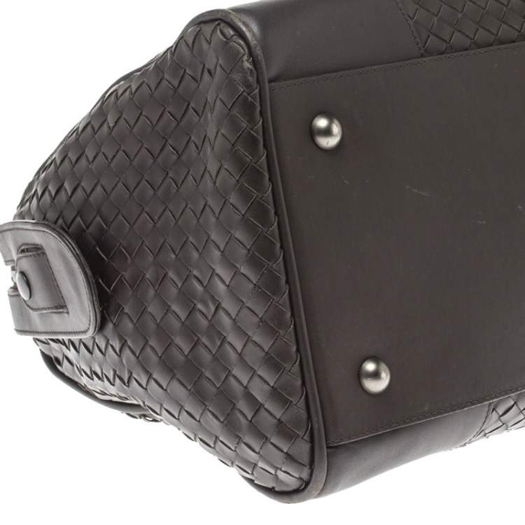 Pre Owned Bottega Veneta Dark Brown Intrecciato Leather VN Duffle Bag
