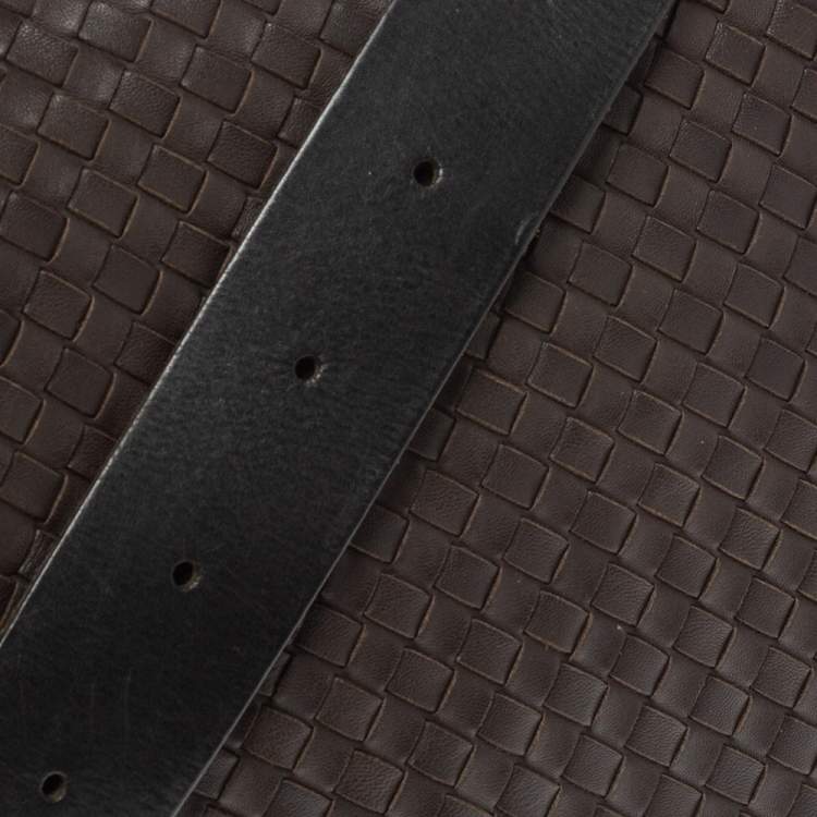 Pre Owned Bottega Veneta Dark Brown Intrecciato Leather Flap Messenger Bag