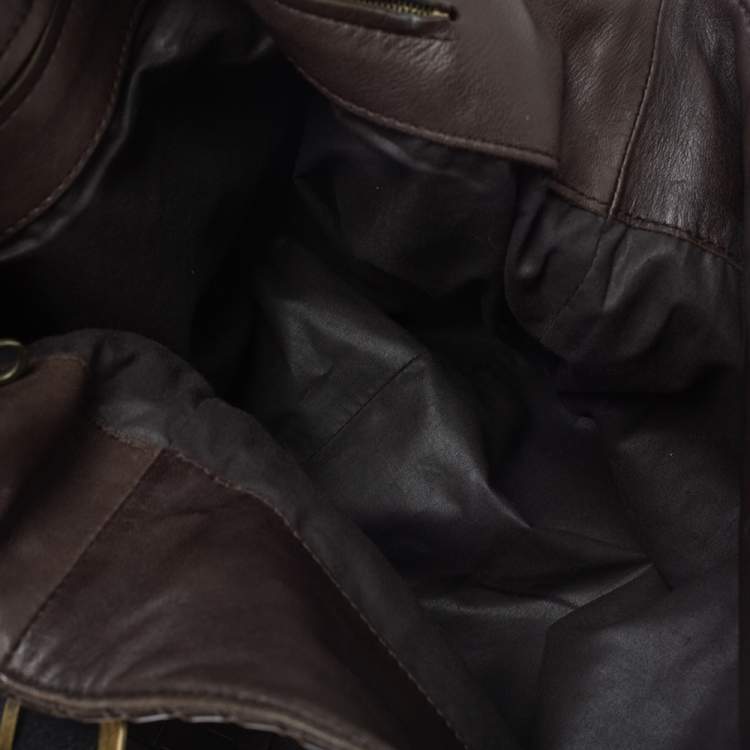 Pre Owned Bottega Veneta Dark Brown Intrecciato Leather Flap Messenger Bag