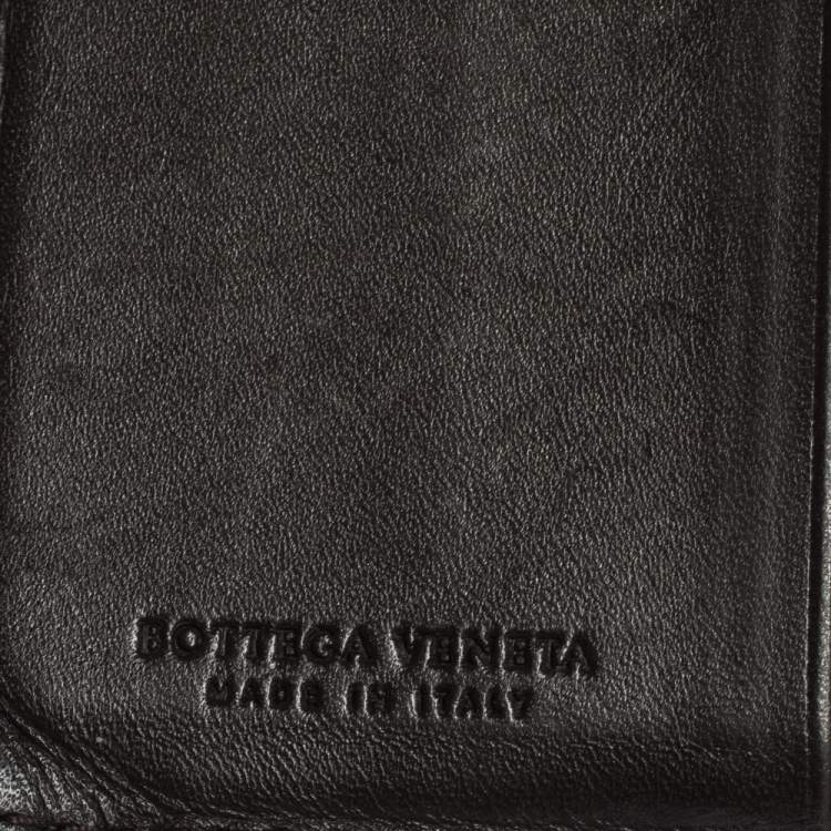 Pre Owned Bottega Veneta Dark Brown Intrecciato Leather Bifold Wallet 