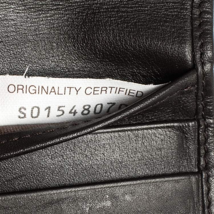 Pre Owned Bottega Veneta Dark Brown Intrecciato Leather Bifold Wallet 