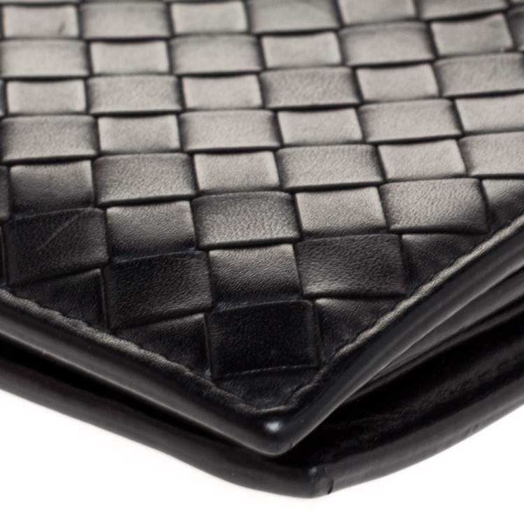 Pre Owned Bottega Veneta Black Intrecciato Leather Bifold Wallet
