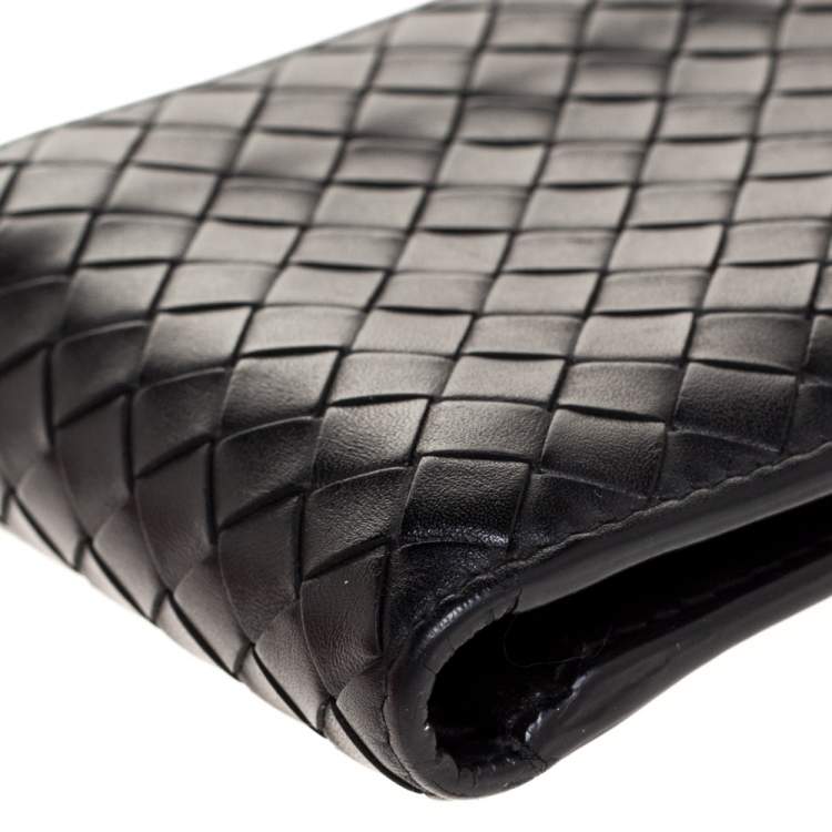 Pre Owned Bottega Veneta Black Intrecciato Leather Bifold Wallet