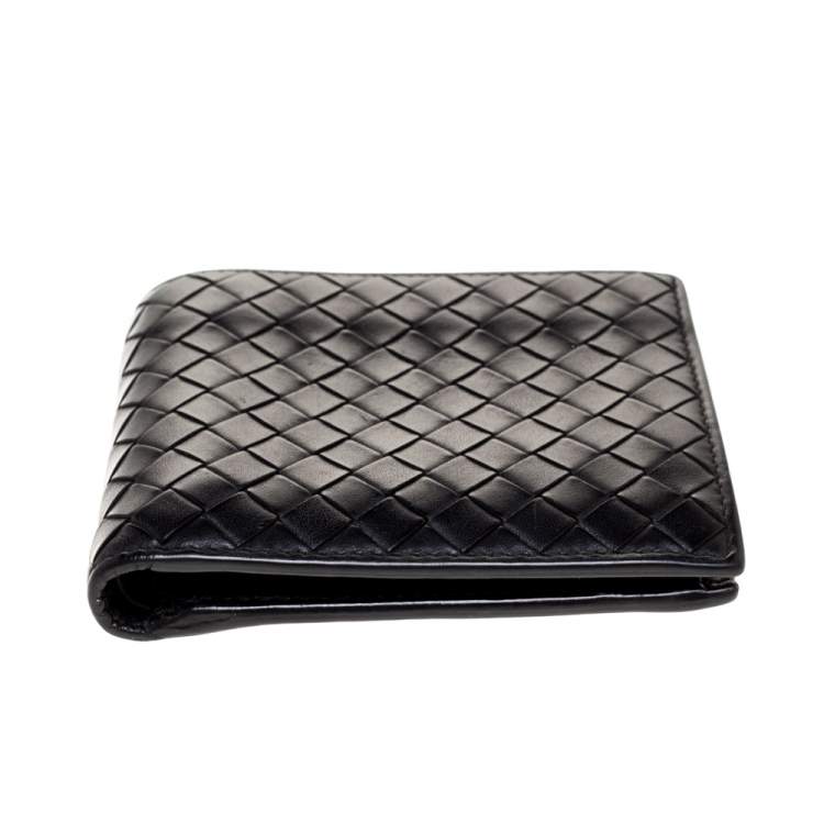 Pre Owned Bottega Veneta Black Intrecciato Leather Bifold Wallet