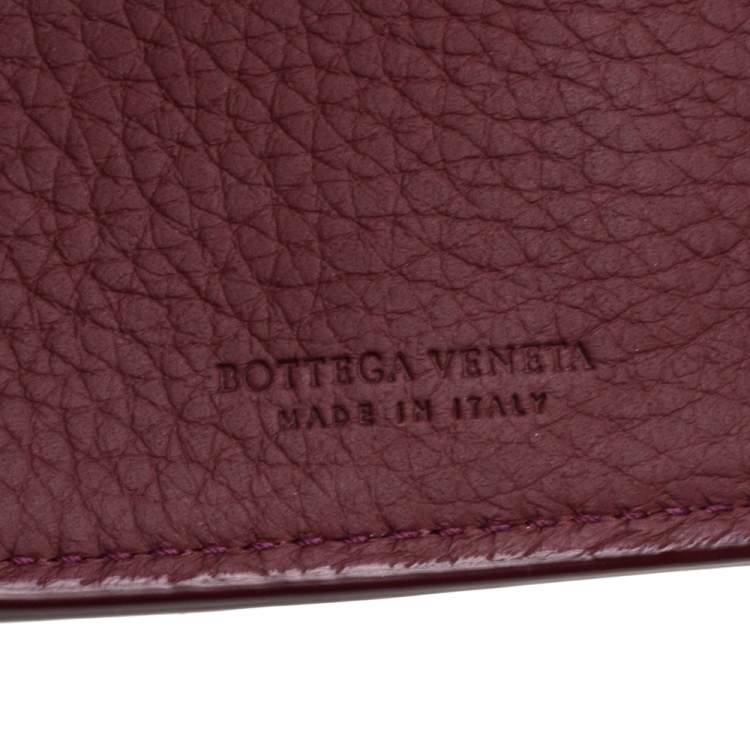 Pre Owned Bottega Veneta Maroon Intrecciato Leather Bifold Wallet