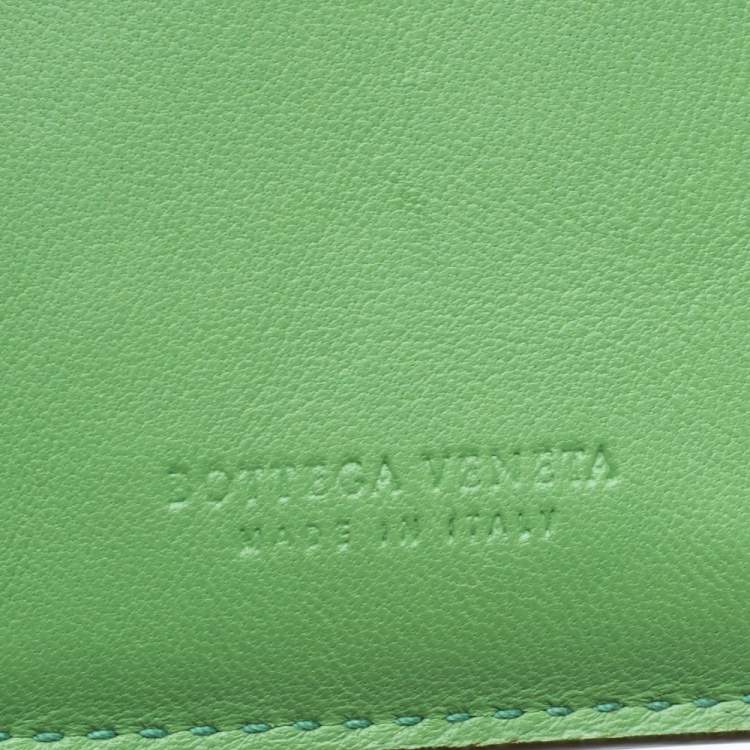 Pre Owned Bottega Veneta Olive Green Intrecciato Leather Trifold Wallet