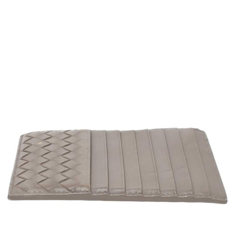 Pre Owned  Bottega Veneta Beige Intrecciato Leather Card Holder 8CC