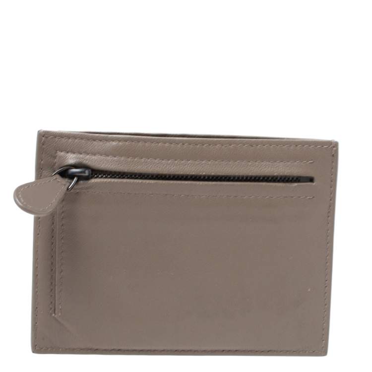 Pre Owned  Bottega Veneta Beige Intrecciato Leather Card Holder 8CC
