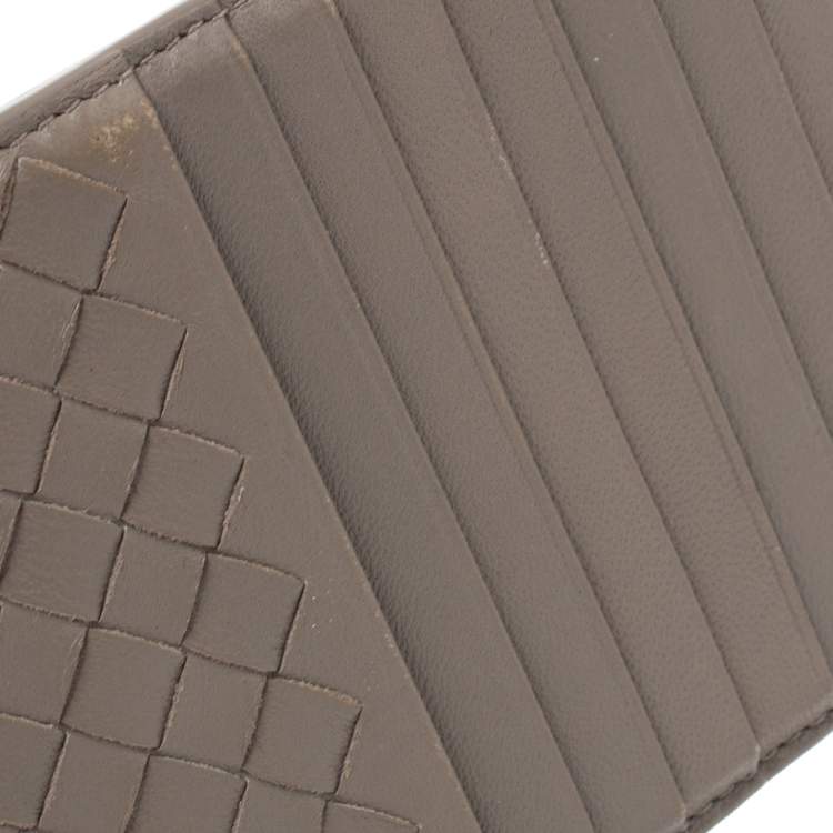 Pre Owned  Bottega Veneta Beige Intrecciato Leather Card Holder 8CC