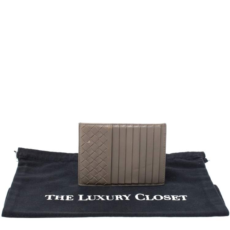 Pre Owned  Bottega Veneta Beige Intrecciato Leather Card Holder 8CC