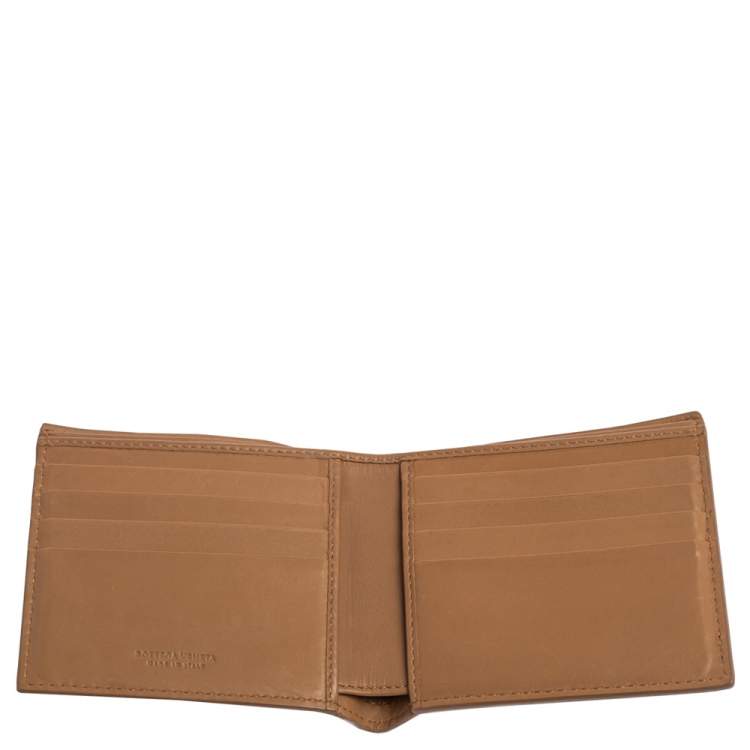 Pre Owned Bottega Veneta Beige Intrecciato Leather Bifold Wallet