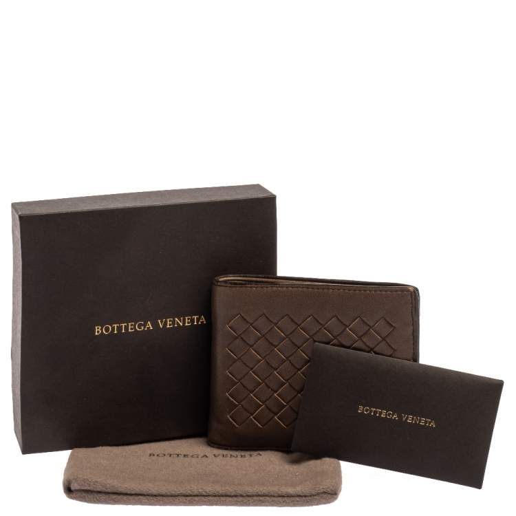Pre Owned Bottega Veneta Brown Intrecciato Leather Bifold Wallet