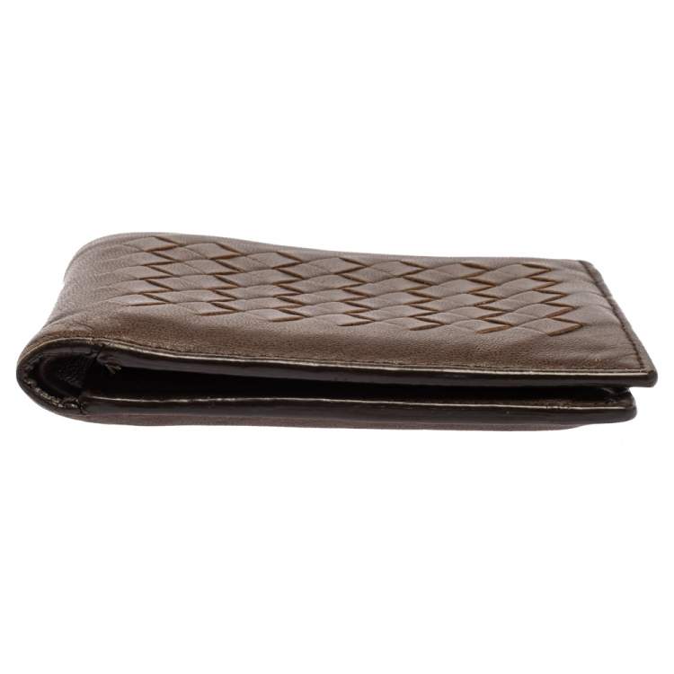 Pre Owned Bottega Veneta Brown Intrecciato Leather Bifold Wallet