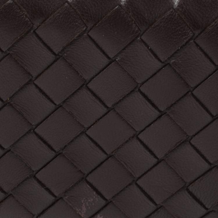 Pre Owned Bottega Veneta Brown Intrecciato Leather Frame Coin Purse