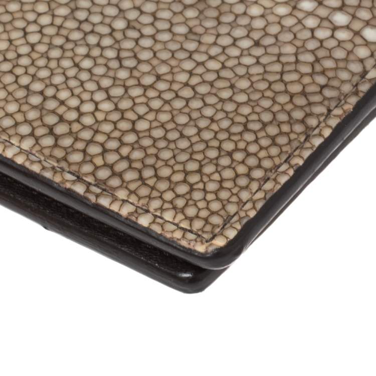 Pre Owned Bottega Veneta Beige Stingray Bifold Wallet