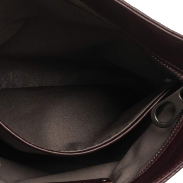 Pre Owned Bottega Veneta Burgundy Intrecciato Leather Messenger Bag