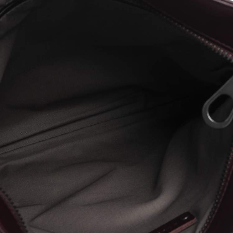 Pre Owned Bottega Veneta Burgundy Intrecciato Leather Messenger Bag