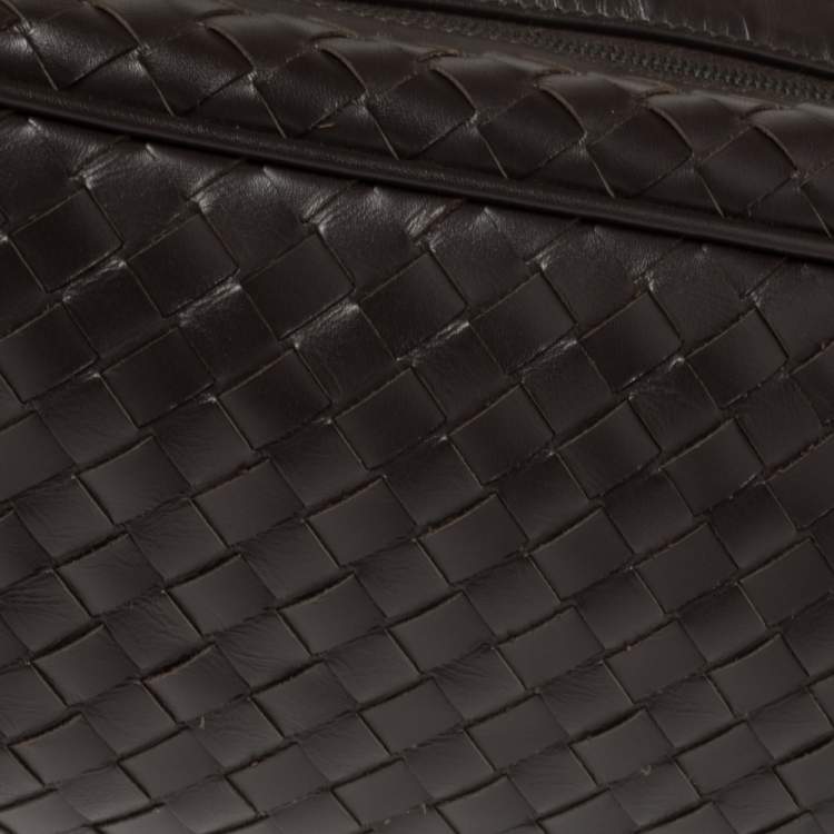 Pre Owned Bottega Veneta Dark Brown Intrecciato Leather Toiletry Pouch