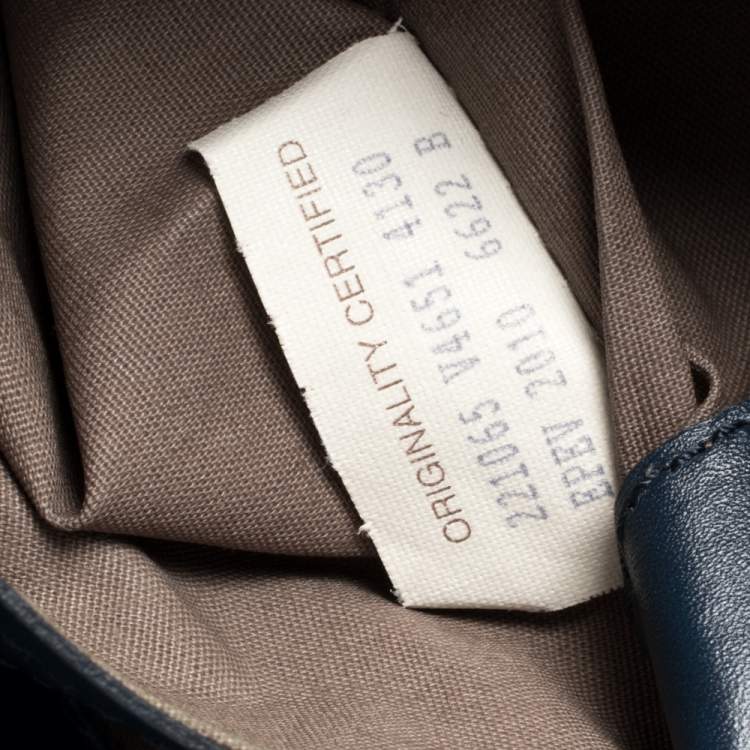 Pre Owned Bottega Veneta Navy Blue Intrecciato Leather Flap Messenger Bag