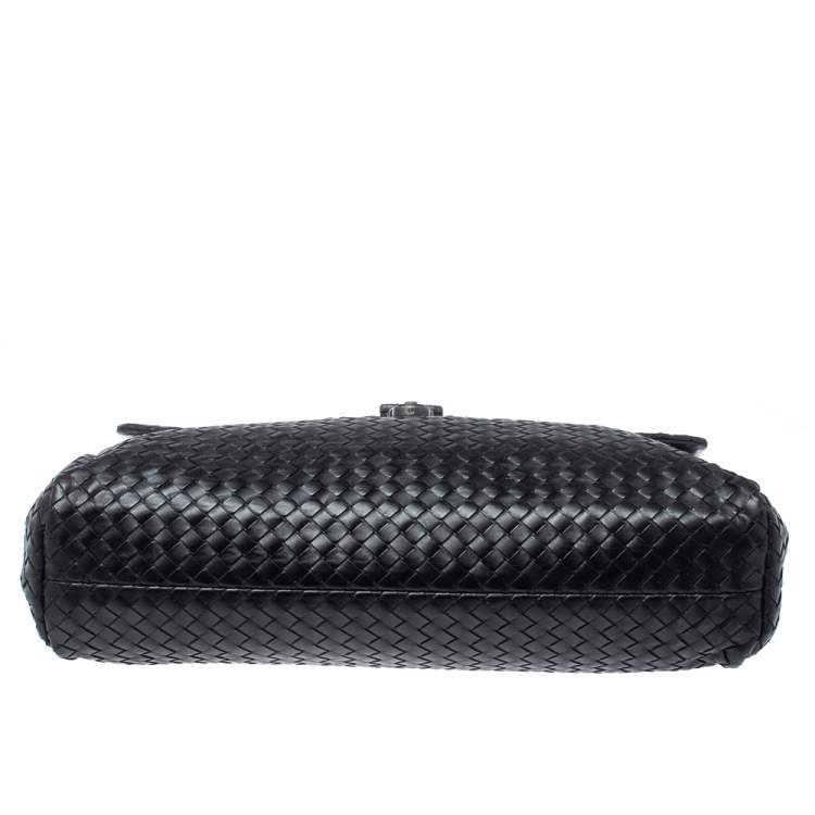 Pre Owned Bottega Veneta Black Intrecciato Leather Briefcase  