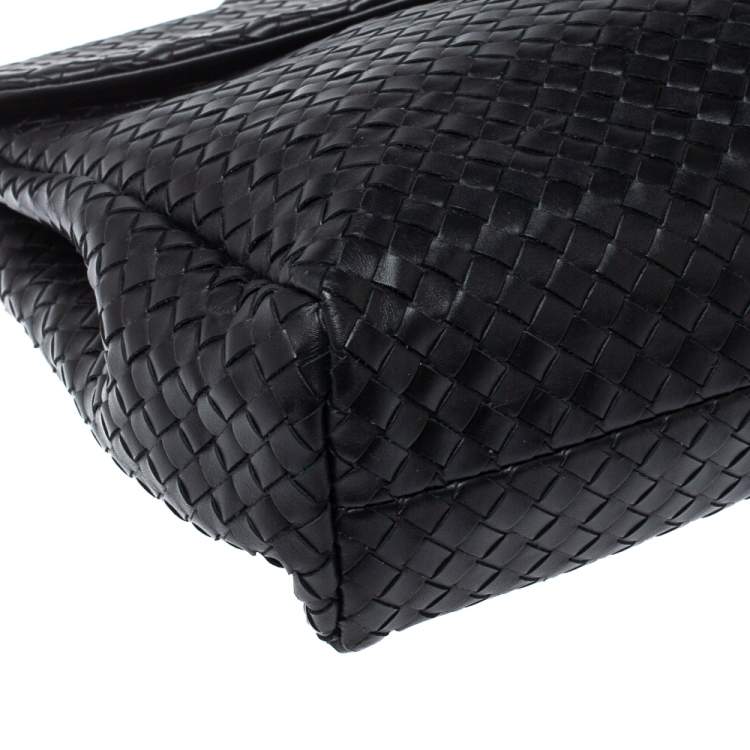Pre Owned Bottega Veneta Black Intrecciato Leather Briefcase  