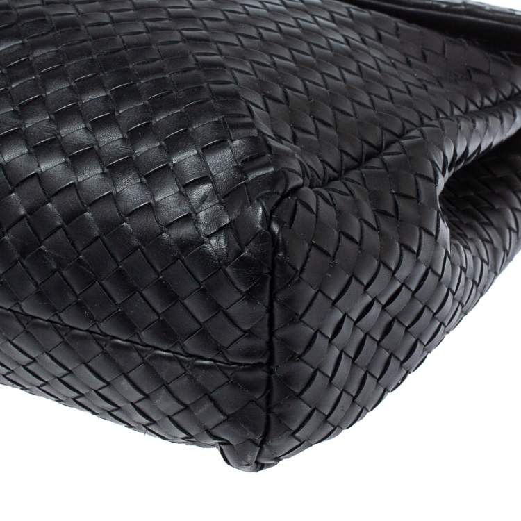 Pre Owned Bottega Veneta Black Intrecciato Leather Briefcase  