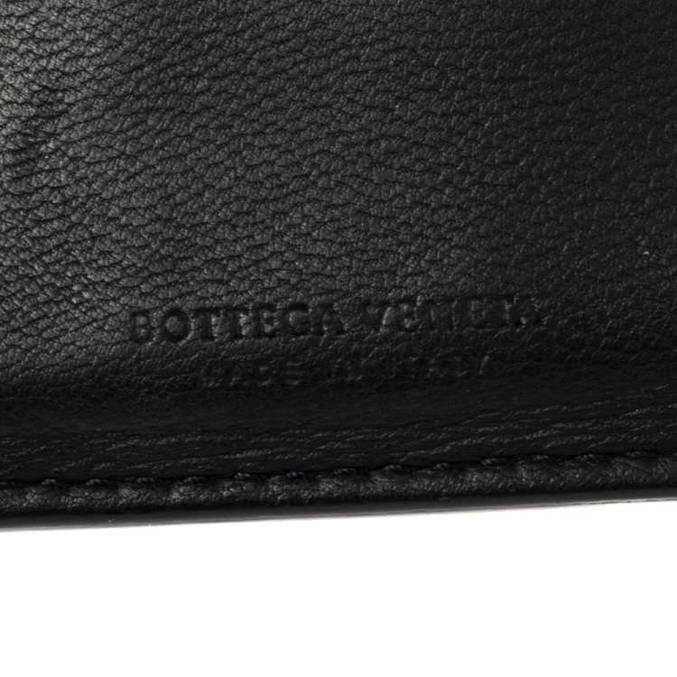 Pre Owned Bottega Veneta Midnight Blue Lizard Bifold Wallet