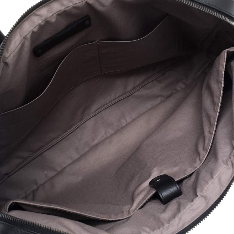 Pre Owned Bottega Veneta Black Intrecciato Leather Stitched Detail Briefcase