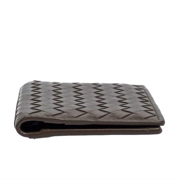 Pre Owned Bottega Veneta Grey Intrecciato Leather Card Holder