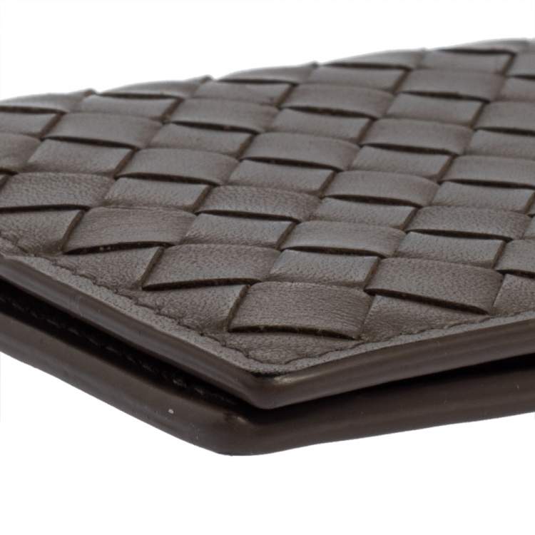 Pre Owned Bottega Veneta Grey Intrecciato Leather Card Holder