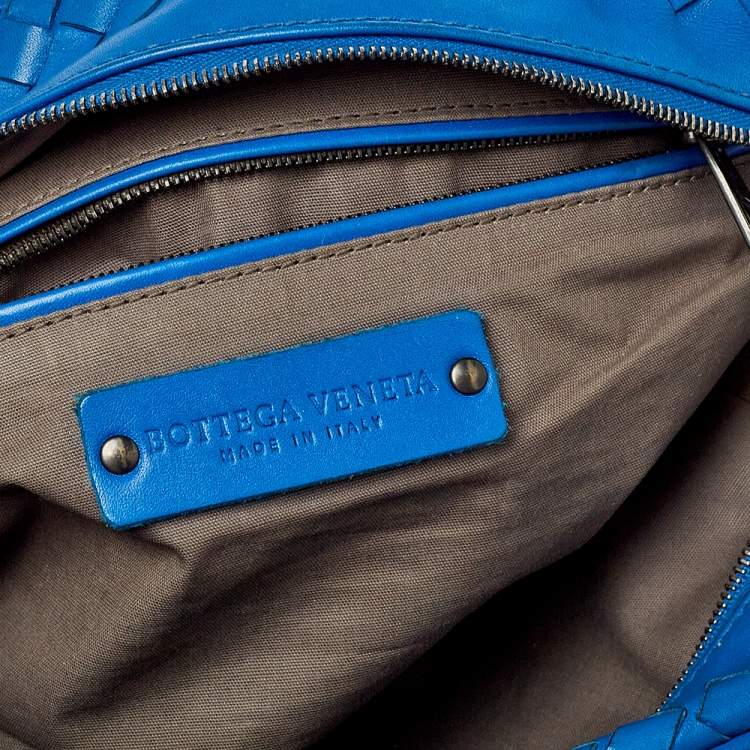Pre Owned Bottega Veneta Blue Intrecciato Leather Toilerty Pouch 