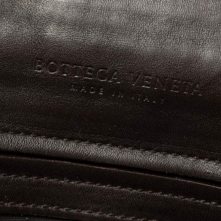 Pre Owned Bottega Veneta Dark Brown Intrecciato Leather Briefcase
