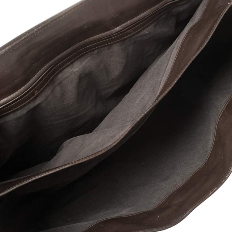 Pre Owned Bottega Veneta Dark Brown Intrecciato Leather Briefcase