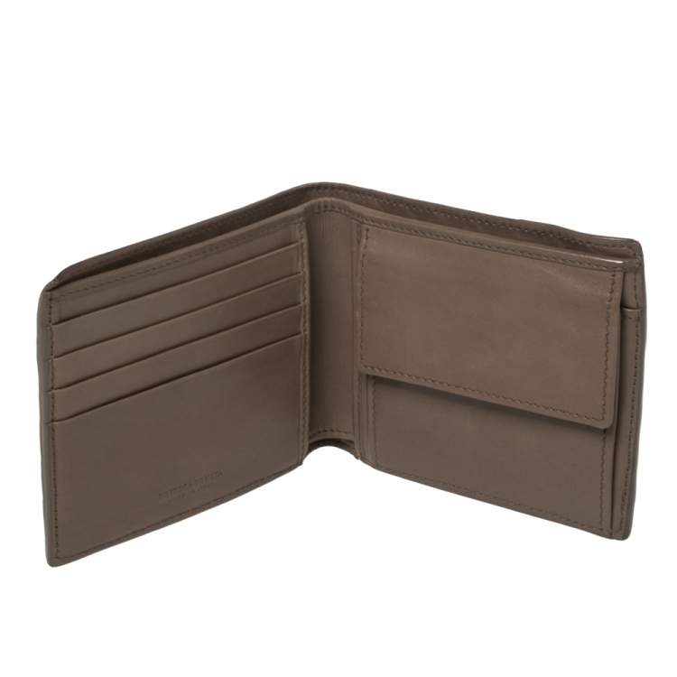 Pre Owned Bottega Veneta Beige Intrecciato Leather Bifold Wallet