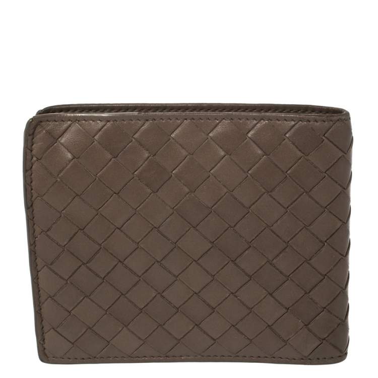 Pre Owned Bottega Veneta Beige Intrecciato Leather Bifold Wallet