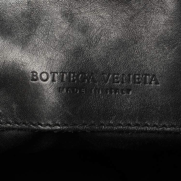 Pre Owned Bottega Veneta Black Intrecciato Leather Messenger Bag