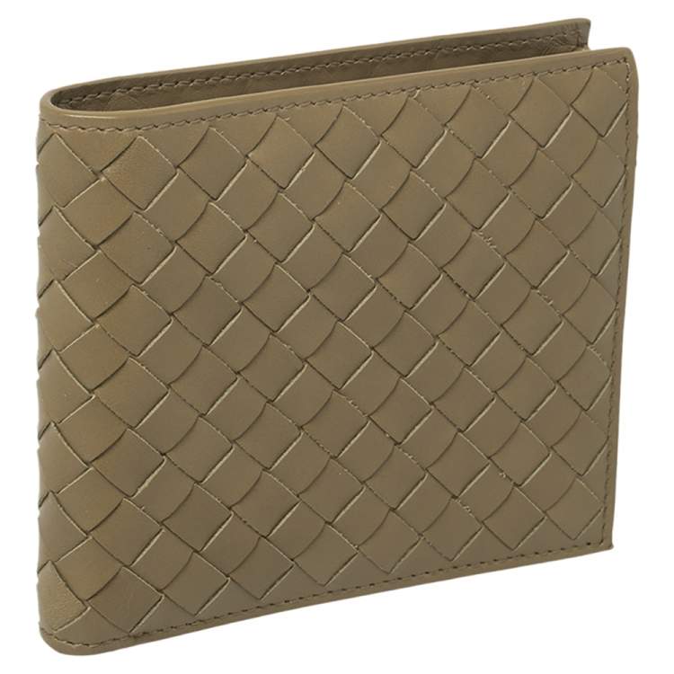 Pre Owned Bottega Veneta Beige Intrecciato Leather Bifold Wallet