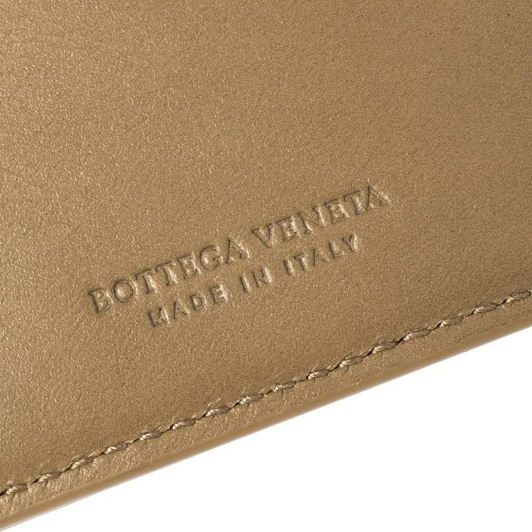 Pre Owned Bottega Veneta Beige Intrecciato Leather Bifold Wallet