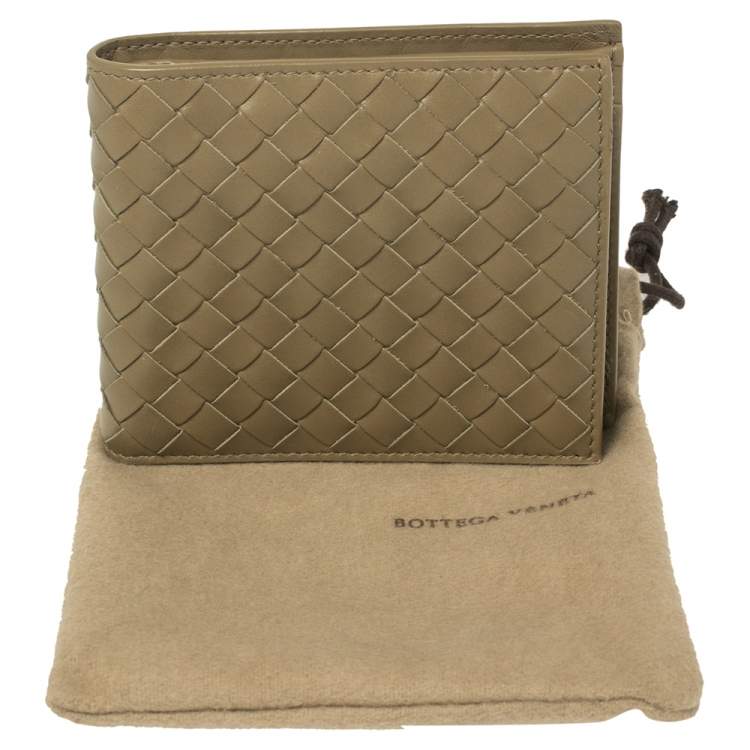 Pre Owned Bottega Veneta Beige Intrecciato Leather Bifold Wallet