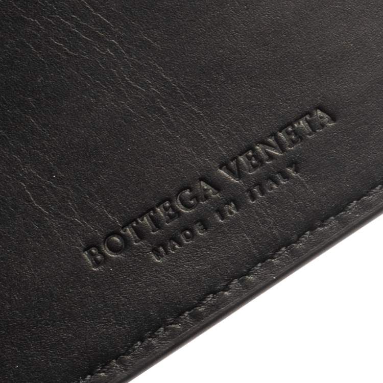 Pre Owned Bottega Veneta Black/Blue Laser Cut Leather Card Holder